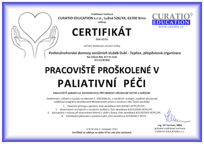 Certifikát - Paliativní péče